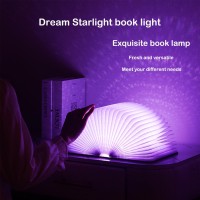 Folding Starlight Projection Book Lamp, Portable Wooden Projection Bedside Lamp, Creative Wooden Table Lamp For Home, Office, Library, Patio And Party Lighting