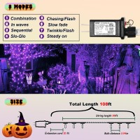 Illuminew 300 Led Purple Outdoor String Lights Waterproof Halloween Decorations 108 Ft Halloween Decor Lights 8 Modes Plug In F