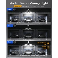 Agrantop 2 Pack Garage Light With Motion Sensor 180W 18000Lm Motion Sensor Shop Light W 3 Switch Modes 6500K Indoor Motion A