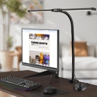 Takthree 24W Led Desk Lamps For Home Office Ultra Bright Double Head Architect Task Lamp With Clamp Desktop Stepless Dimmer 50