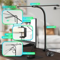 Takthree 24W Led Desk Lamps For Home Office Ultra Bright Double Head Architect Task Lamp With Clamp Desktop Stepless Dimmer 50