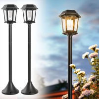 63 In Solar Pole Lights Outdoor 2 Pack Vintage Solar Lamp Post Lights Outdoor Decorations For Yard Waterproof Ip44 Outdoor De