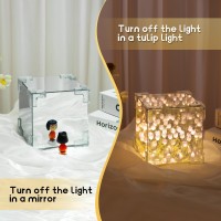 Tulip Night Light Led Decorative Nights Lamp For Bedroom Handmade Diy Magic Cube Tulips Flower Table Lamp And Mirror 2 In 1 21 F