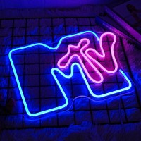 Lmsignly Music Neon Sign For Wall Decor Music Neon Light Up Sign Music Neon Light Blue Letter Led Neon Sign For Bedroom Music Ro