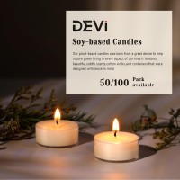 Devi Soy Tea Lights Candles 50 Pack Unscented White Tealight Candles Bulk4 Hours Long Burning Small Mini Tea Light Candlesbu