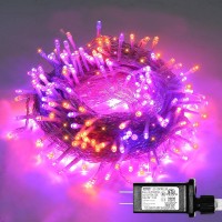 Illuminew Halloween Decorations 300 Led String Lights Plugin 8 Modes 108Ft Orange Purple Halloween Fairy Lights For Patriotic