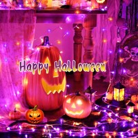 Illuminew Halloween Decorations 300 Led String Lights Plugin 8 Modes 108Ft Orange Purple Halloween Fairy Lights For Patriotic