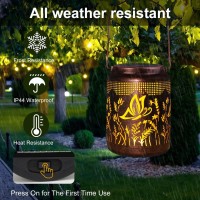 Solar Lanterns Outdoor Waterproof Hanging Solar Lights Butterfly Hollowed Out Retro Metal Decorative Garden Light For Yard, Patio, Lawn, Tabletop, Pathway, Landscape, Garden Decor