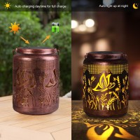 Solar Lanterns Outdoor Waterproof Hanging Solar Lights Butterfly Hollowed Out Retro Metal Decorative Garden Light For Yard, Patio, Lawn, Tabletop, Pathway, Landscape, Garden Decor