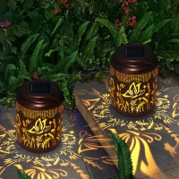 Solar Lanterns Outdoor Waterproof Hanging Solar Lights Butterfly Hollowed Out Retro Metal Decorative Garden Light For Yard, Patio, Lawn, Tabletop, Pathway, Landscape, Garden Decor