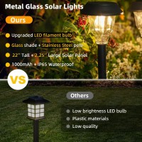 Keaoji Solar Lights Outdoor 6 Pack Solar Pathway Lights Waterproof Metal Glass Outdoor Solar Lights Auto Onoff Solar Outdoor