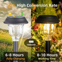 Keaoji Solar Lights Outdoor 6 Pack Solar Pathway Lights Waterproof Metal Glass Outdoor Solar Lights Auto Onoff Solar Outdoor