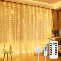 Minetom Curtain Lights 300 Led Dimmable Fairy Lights With Remote And Timer 8 Modes Usb Powered String Lights For Room Wall Pa