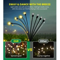 Urago Super Bright Solar Powered Firefly Lights High Flexibility Starburst Swaying Vibrant Garden Lights Outdoor Waterproof 8