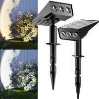 Superdanny Solar Spot Lights Outdoor Warmwhite Light 4 Modes Bright Outside Solar Lights Ip65 Waterproof Landscape Spotlights