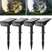 Superdanny Solar Spot Lights Outdoor Warmwhite Light 4 Modes Bright Outside Solar Lights Ip65 Waterproof Landscape Spotlights