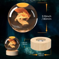 Kriimrm Axolotl Lamp Axolotl Gifts 3D Axolotl K9 Crystal Ball Night Light With 16 Color Led Wooden Base 315 Inch Axolotl Toys