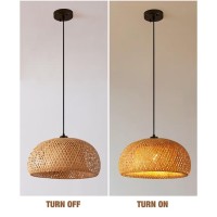 Guanshan Hand-Woven Bamboo Chandelier Natural Pastoral Style Ceiling Light Natural Bamboo Wire Ceiling Lamp For Restaurant, Cafe, Bedroom, Entryway