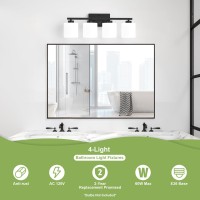 Honesorn Bathroom Light Fixtures 4Light Matte Black Bathroom Vanity Light Over Mirror Modern Vanity Lights For Bathroom With