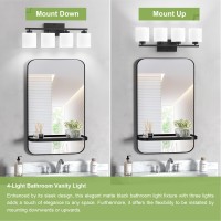 Honesorn Bathroom Light Fixtures 4Light Matte Black Bathroom Vanity Light Over Mirror Modern Vanity Lights For Bathroom With