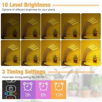 Led Grow Lights 4 Heads Full Spectrum Plants Lights With Clamp For Indoor Plants Seed Starting 10Level Dimmable Auto On Of