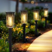 Visflair 8 Pack Solar Pathway Lights Solar Lights Outdoor Waterproof Solar Garden Stake Lights For Outside Yard Landscape Path