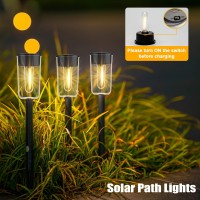 Visflair 8 Pack Solar Pathway Lights Solar Lights Outdoor Waterproof Solar Garden Stake Lights For Outside Yard Landscape Path