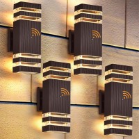 Dastor 4 Pack Dusk To Dawn Outdoor Lighting Modern Outdoor Wall Light Fixtures Brown Exterior Lights For House Waterproof Alum