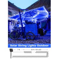 Minetom Solar String Lights Outdoor 40Ft 100 Led String Lights Solar Powered With 8 Lighting Modes Waterproof Solar Patio Ligh