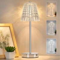 Dimmable Crystal Table Lamp 3 Color 2700K4000K6000K Adjustable Battery Operated Wireless Led Desk Lamp Classic Portable N