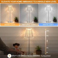 Dimmable Crystal Table Lamp 3 Color 2700K4000K6000K Adjustable Battery Operated Wireless Led Desk Lamp Classic Portable N