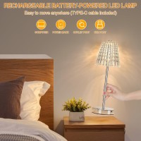 Dimmable Crystal Table Lamp 3 Color 2700K4000K6000K Adjustable Battery Operated Wireless Led Desk Lamp Classic Portable N