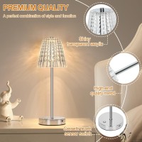 Dimmable Crystal Table Lamp 3 Color 2700K4000K6000K Adjustable Battery Operated Wireless Led Desk Lamp Classic Portable N