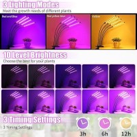 Led Grow Lights 4 Heads Red Blue White Full Spectrum Plants Lights With Clamp For Indoor Plants Seed Starting 10Level Dimma