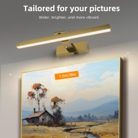 Zitostory Picture Lights For Wall Antique Brass Dimmable Wireless Picture Lights For Paintings Led Wall Light Fixtures Adjustabl