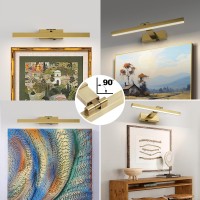 Zitostory Picture Lights For Wall Antique Brass Dimmable Wireless Picture Lights For Paintings Led Wall Light Fixtures Adjustabl