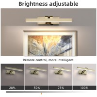 Zitostory Picture Lights For Wall Antique Brass Dimmable Wireless Picture Lights For Paintings Led Wall Light Fixtures Adjustabl