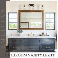 Emliviar Large 6Light Farmhouse Bathroom Sconces Wall Lighting For Living Room Modern Vanity Light Over Mirror With Clear Glas