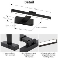 Zitostory Black Picture Lights For Wall Dimmable Wireless Picture Lights For Paintings Dualrods Swing Arm Led Wall Light Fixtur