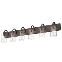 Emliviar 447 Inch Large Vanity Light For Bathroom 6 Light Farmhouse Sconces Wall Lighting Over Mirror With Clear Glass Oil Ru