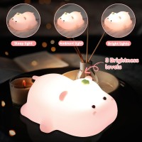 Zlhetwt Hippo Night Light For Kids, 1200Mah Rechargeable Led Touch Lamp Cute Silicone Nursery Night Lamp 3 Level Dimmable Kids Night Light Bedside Lamp For Nursing Toddlers Children Boys Girls Adults