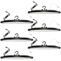 6 Packs Ufo Led High Bay Light 200W High Bay Led Shop Lights 6500K 30000Lm Ufo Lights With Us Plug 5Ft Cable Hanging Hook C