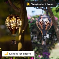 Sunnygarden Hot Air Balloon Solar Lantern Flower Hollow Out Solar Powered Hot Air Balloon Lantern Outdoor Waterproof Metal Han