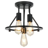 Wilon Semi Flush Mount Ceiling Light 3Light Ceiling Light Fixtures Black Hallway Light Fixtures Farmhouse Industrial Kitchen