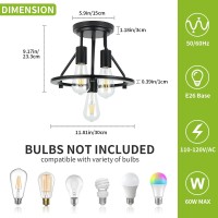 Wilon Semi Flush Mount Ceiling Light 3Light Ceiling Light Fixtures Black Hallway Light Fixtures Farmhouse Industrial Kitchen