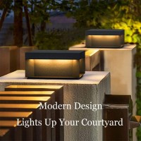 Square Outdoor Post Lights Waterproof Stainless Pillar Lamp Modern Led Fence Deck Cap Light Lantern Patio Street Gate Table Stigma Flat Surface Patio Garden Decoration(Size:40Cm)