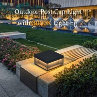 Square Outdoor Post Lights Waterproof Stainless Pillar Lamp Modern Led Fence Deck Cap Light Lantern Patio Street Gate Table Stigma Flat Surface Patio Garden Decoration(Size:40Cm)