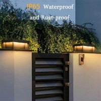 Square Outdoor Post Lights Waterproof Stainless Pillar Lamp Modern Led Fence Deck Cap Light Lantern Patio Street Gate Table Stigma Flat Surface Patio Garden Decoration(Size:40Cm)