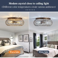 Yyjlx Modern Crystal Ceiling Light Oil Rubbed Bronze Flush Mount Ceiling Light Fixture 3 Light Ceiling Chandelier For Hallway Be