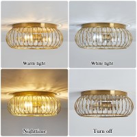 Yyjlx Crystal Flush Mount Ceiling Light Fixtures Modern Gold Ceiling Light 3 Light Ceiling Chandelier For Hallway Bedroom Bathro